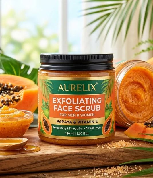 Aurelix Exfoliating Face Scrub – Papaya & Vitamin E